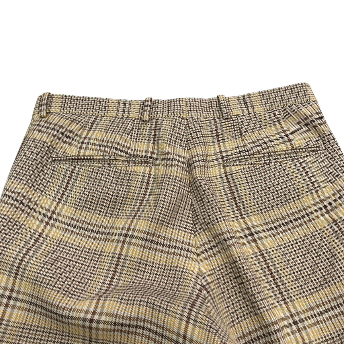 AURALEE GLEN CHECK WIDE SLACKS XSサイズ Auralee 'Light Wool Max Gabardine Slacks' (Khaki Chambray