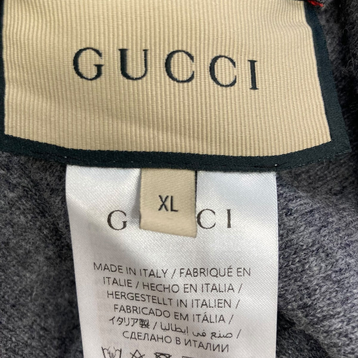 未使用級 GUCCIグッチ ロゴパターン カーディガン 4L GUCCI 美品 グッチ アーガイル柄 ウール×カシミヤ ニット