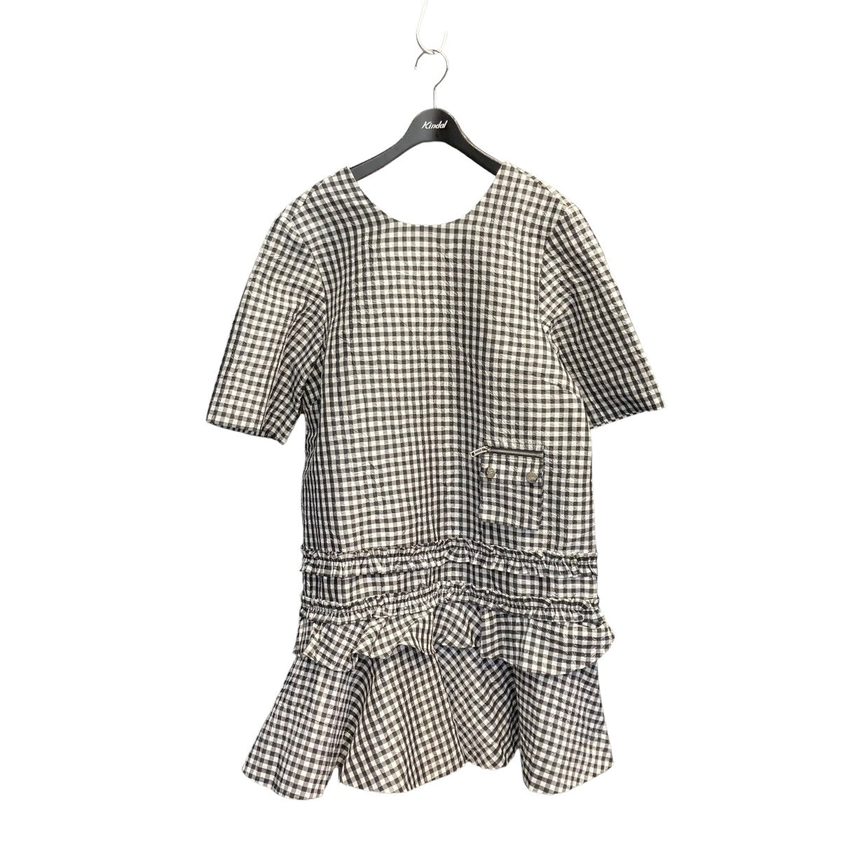 Ganni ギンガムチェックフリルミニドレスシャツワンピース6965 古着・中古-1枚目のアイテム画像