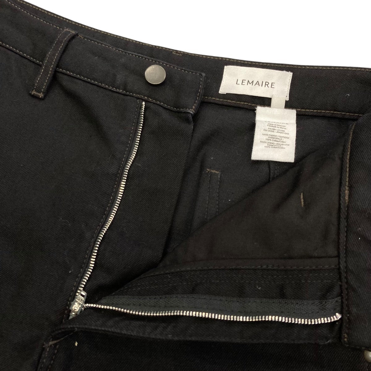 【美品】LEMAIRE ルメール TWISTED PANTS 黒 38 LEMAIRE(ルメール) TWISTED PANTSツイストデニムパンツPA1051