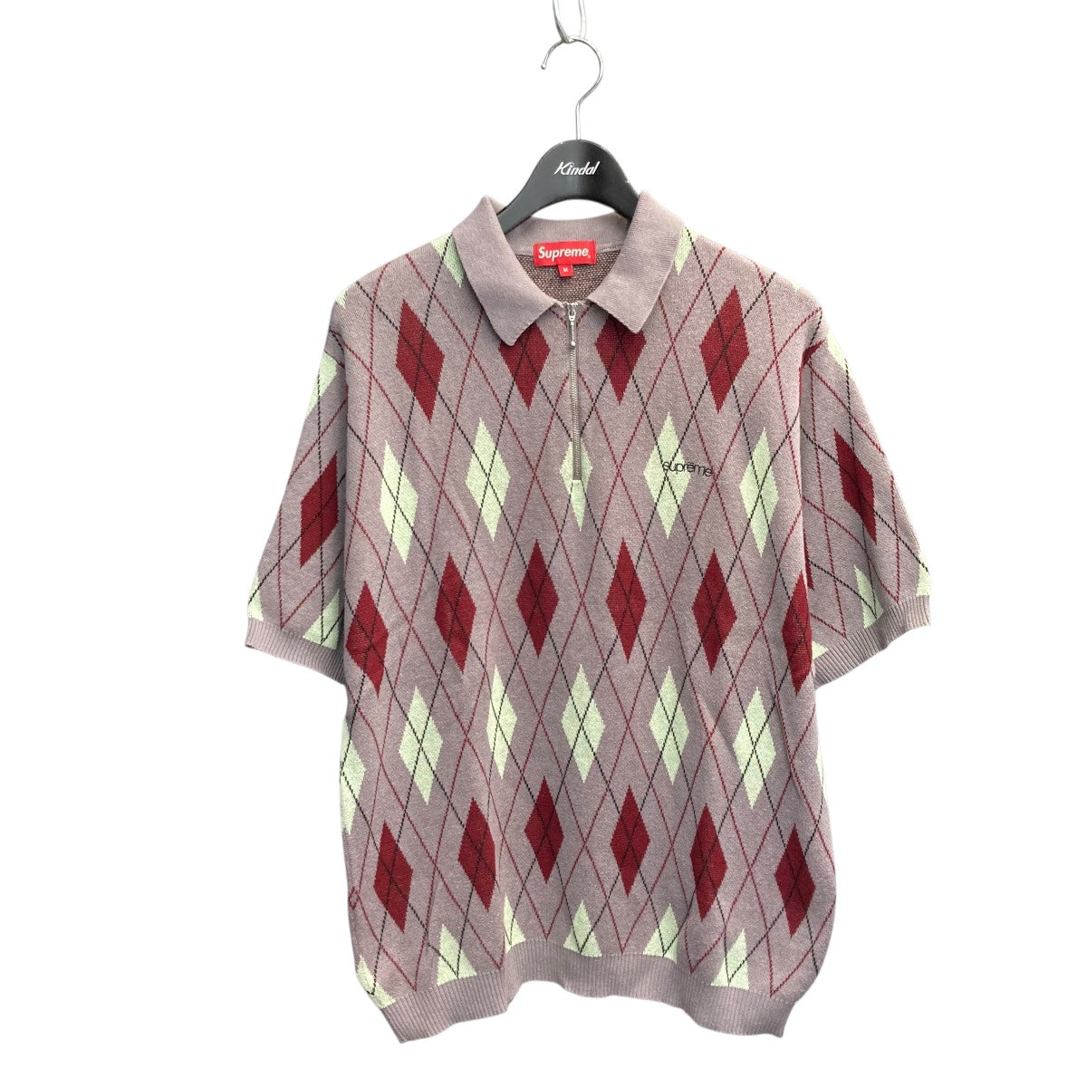 Supreme 21AWArgyle Zip Polo半袖ポロシャツ 古着・中古-1枚目のアイテム画像