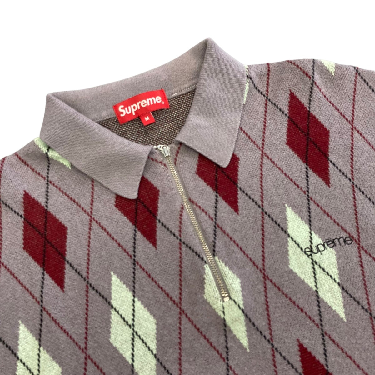 Supreme 21AWArgyle Zip Polo半袖ポロシャツ 古着・中古-3枚目のアイテム画像