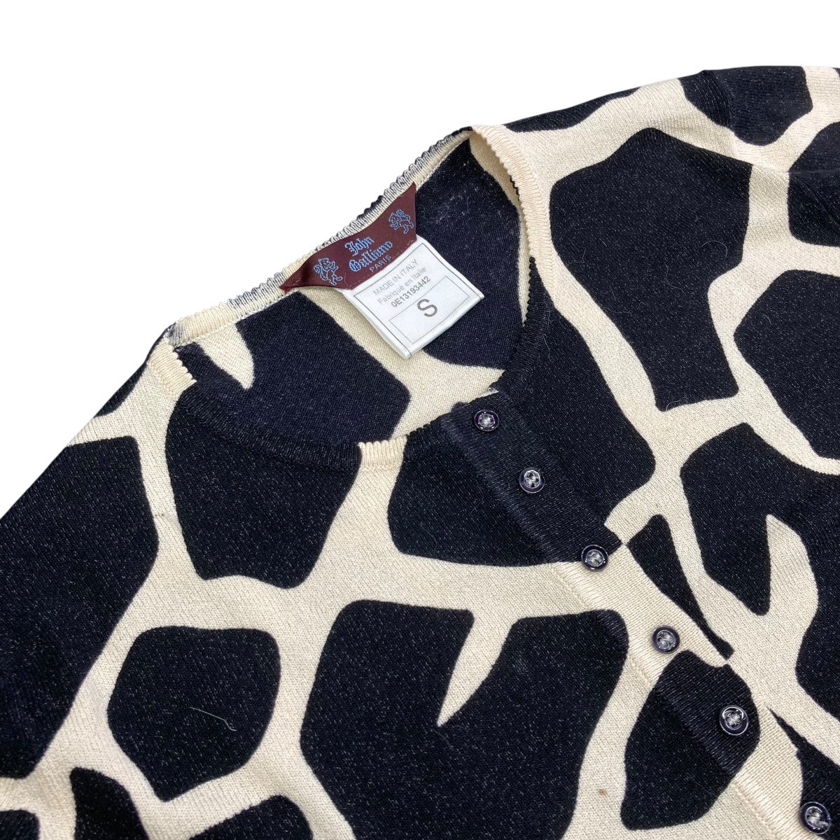 【中古】美品 ジョンガリアーノ JOHN GALLIANO エレファント 象柄 ウールニット Vネック 総柄 セーター 長袖 XS JOHN GALLIANO(ジョンガリアーノ) カーディガン0E13193442 0E13193442