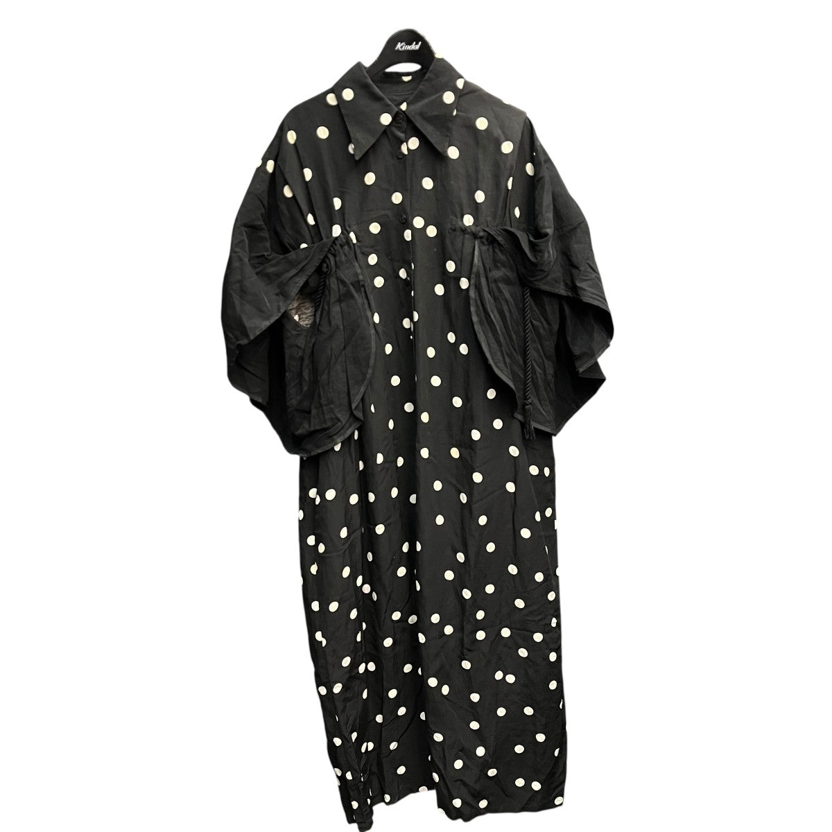 AKIRA NAKA Devon flip drawstring-sleeves dress BKシャツドレスAS2037-BK 古着・中古-1枚目のアイテム画像