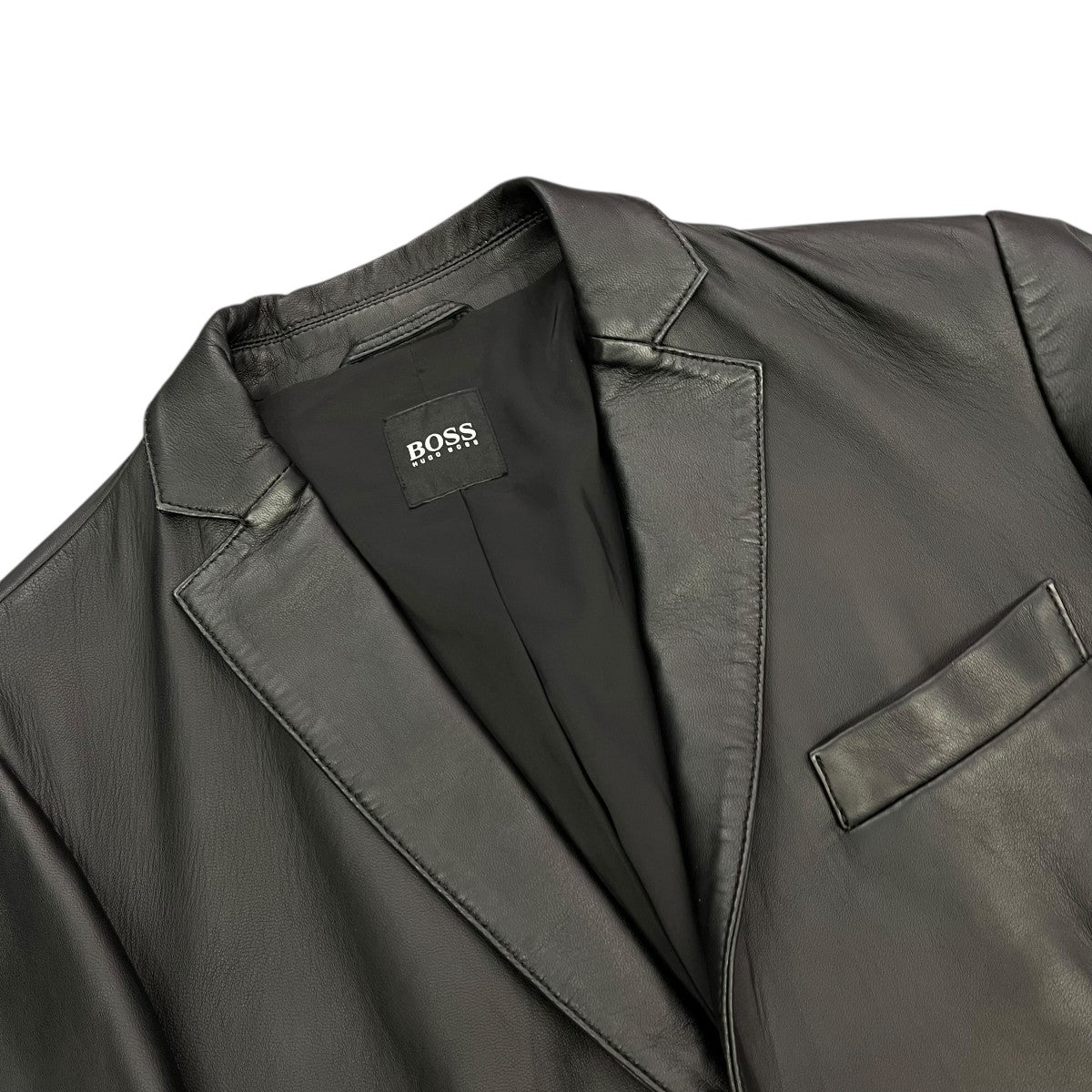 HUGO BOSS(ヒューゴボス) レザージャケット ブラック サイズ 48
