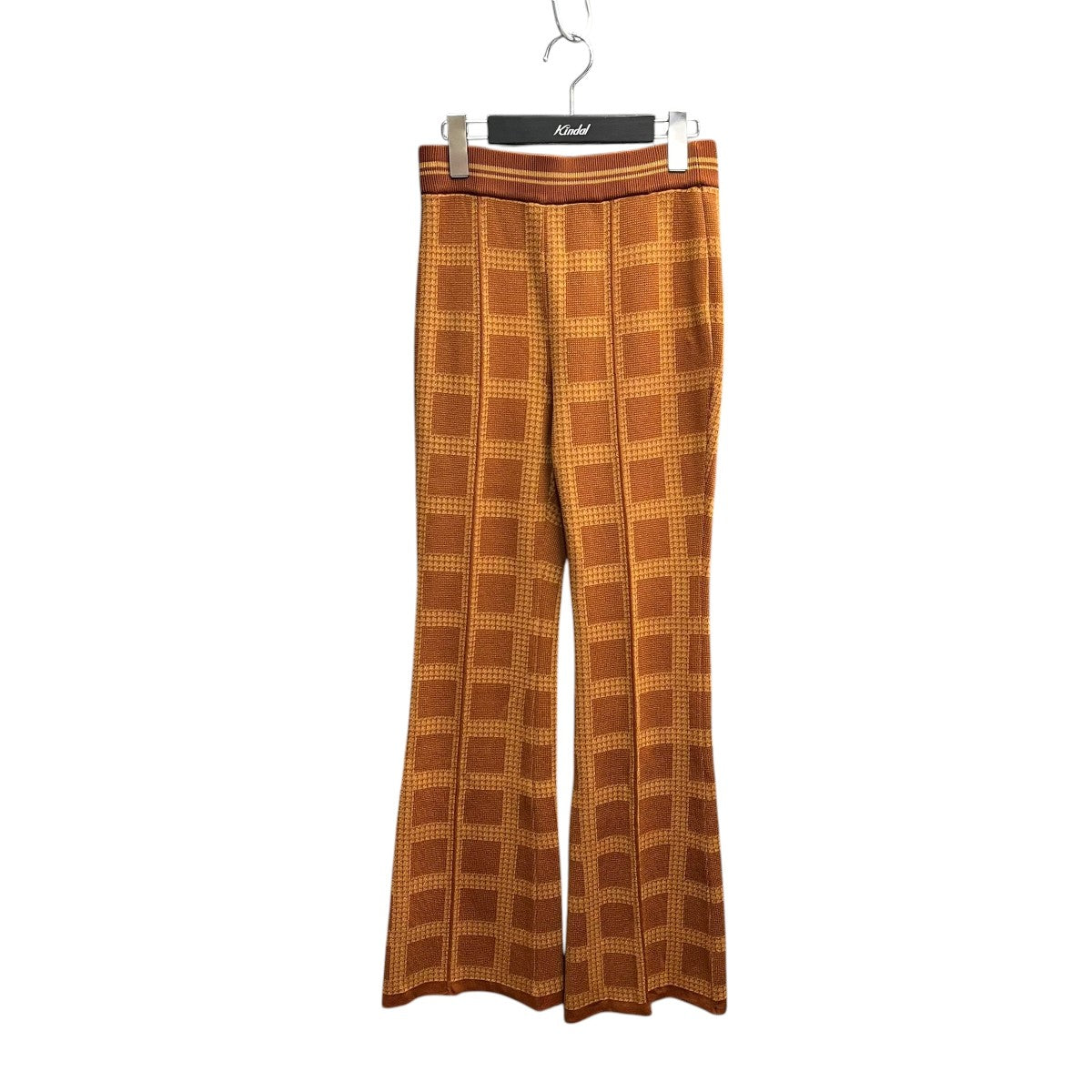 mame kurogouchi 23SSMulti Plaid Geometric Knit TrousersフレアスラックスMM23PS-KN719 古着・中古-1枚目のアイテム画像