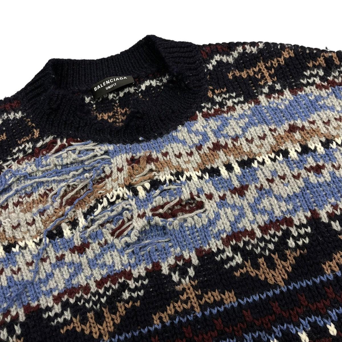 21AWdistressed-effect crew neck jumperニット662518