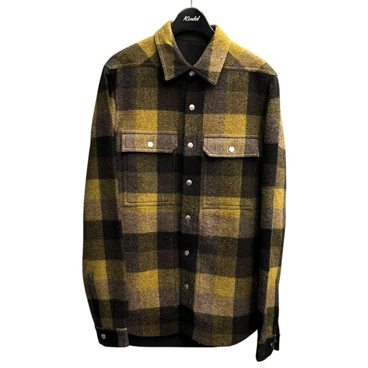 RICK OWENS 24AWOUTERSHIRT HONEY PLAID長袖シャツRU02D6729 WLDP 古着・中古-1枚目のアイテム画像