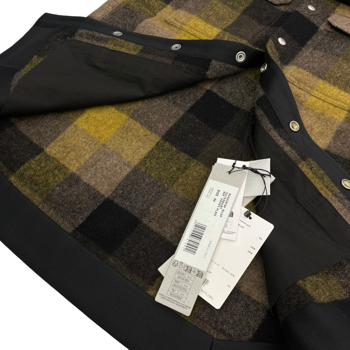 RICK OWENS 24AWOUTERSHIRT HONEY PLAID長袖シャツRU02D6729 WLDP 古着・中古-5枚目のアイテム画像
