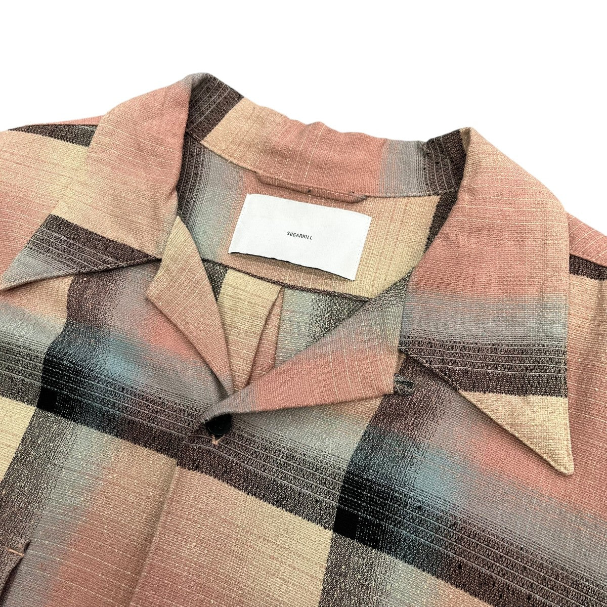 SUGARHILL RAYON OMBRE PLAID OPEN COLLAR BLOUSEレーヨン素材チェックシャツ2441000507 古着・中古-3枚目のアイテム画像