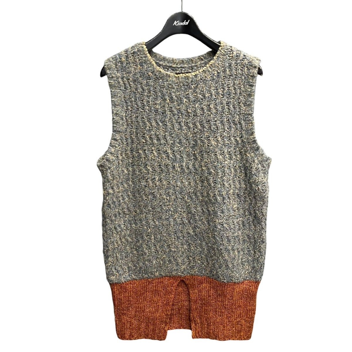 KAPITAL(キャピタル) ニットベスト ライトグレー×オレンジ サイズ 2
