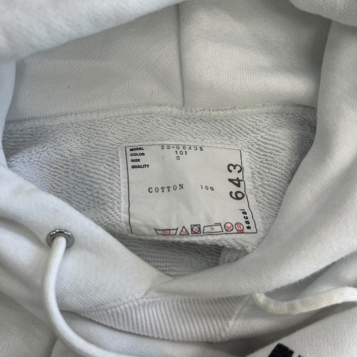 sacai プルオーバーフーディー23 0643S 古着・中古-6枚目のアイテム画像