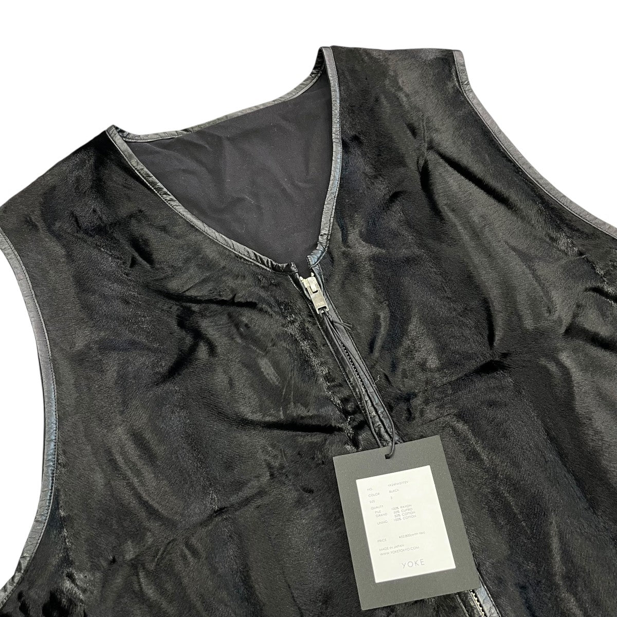 希少 YOKE VELVET FRONT ZIP VEST 24AW ヨーク YOKE(ヨーク) 24AWVELVET FRONT ZIP VESTジップベストYK24FW0772V