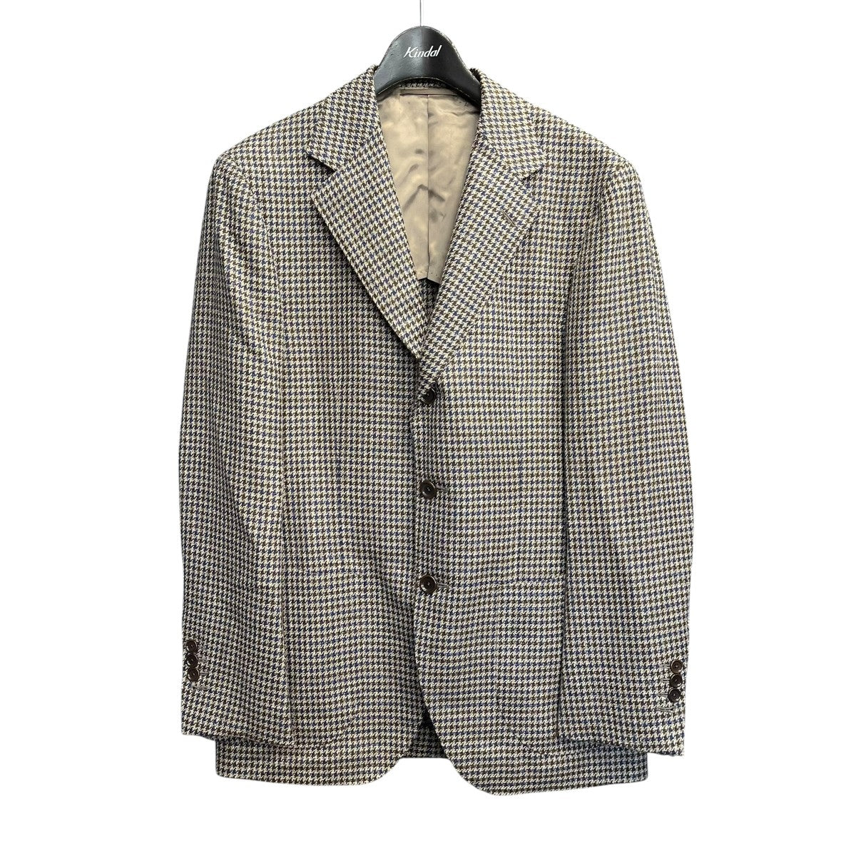 LORO PIANA FABRIC ウールシルクリネン ハウンドトゥース ジャケット千鳥格子テーラードジャケット21 16 0389 731