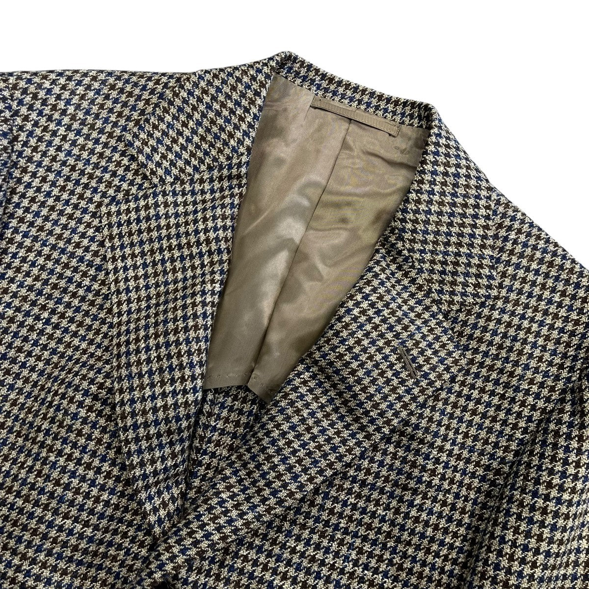 LORO PIANA FABRIC ウールシルクリネン ハウンドトゥース ジャケット千鳥格子テーラードジャケット21 16 0389 731
