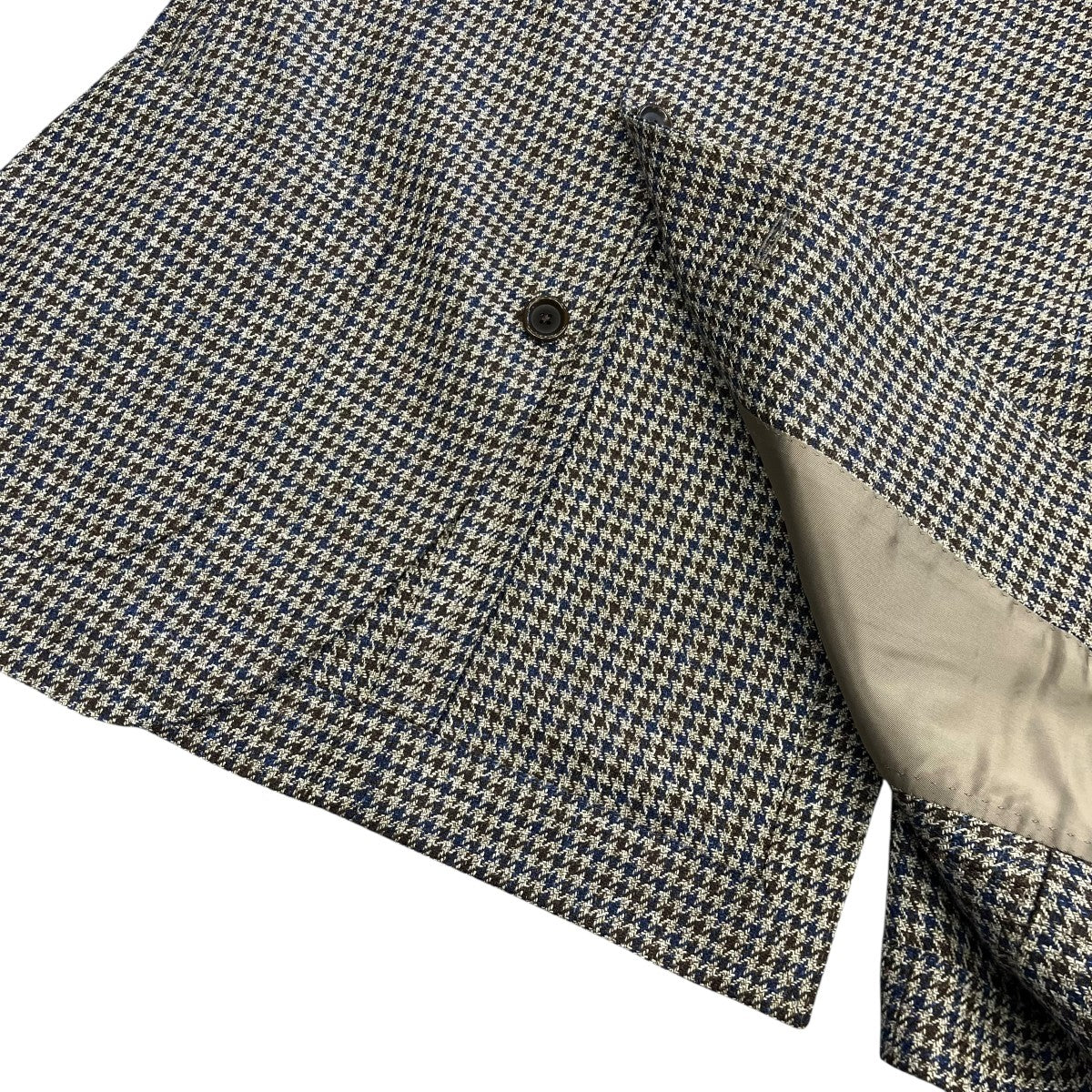 LORO PIANA FABRIC ウールシルクリネン ハウンドトゥース ジャケット千鳥格子テーラードジャケット21 16 0389 731