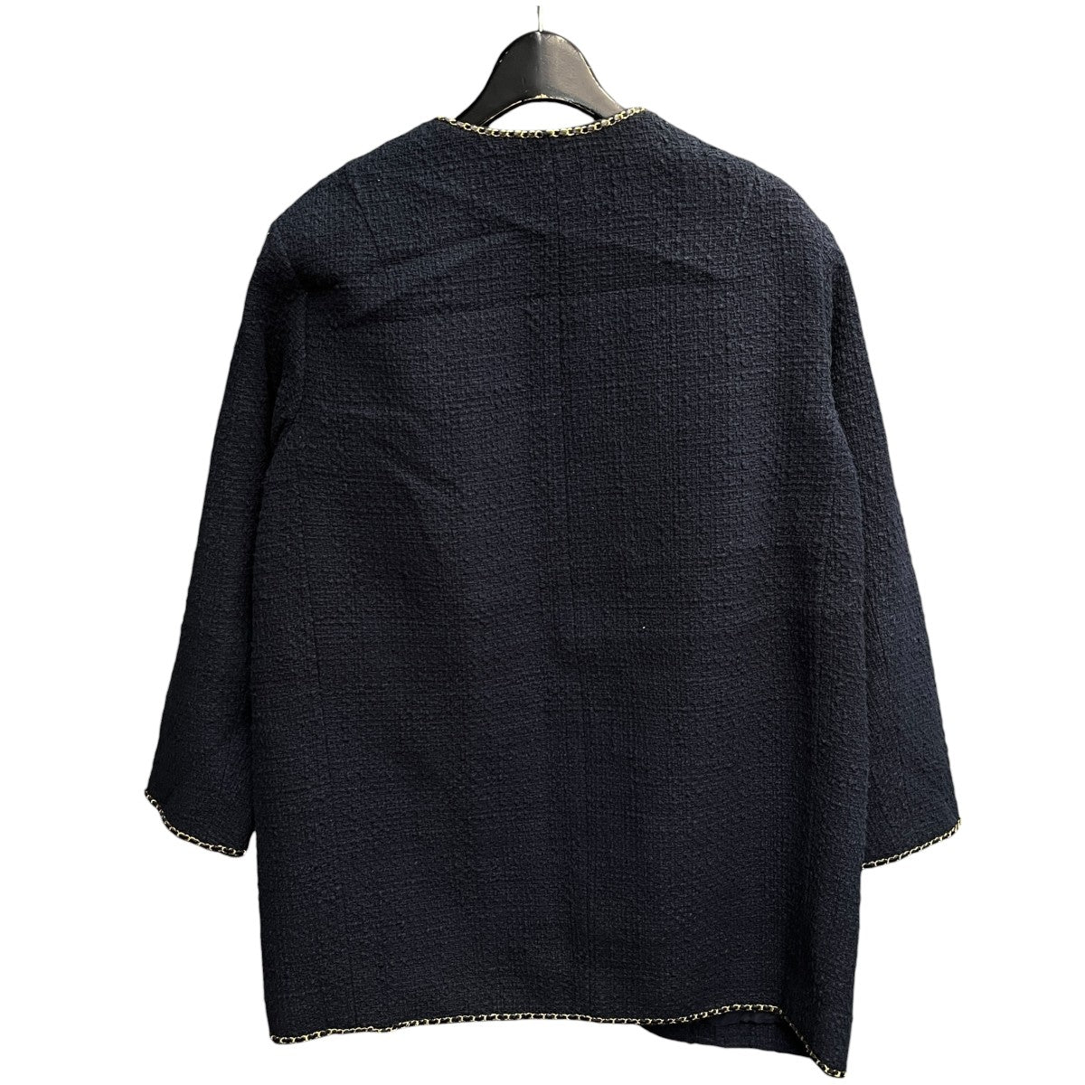chain tweed ジャケット長袖ノーカラージャケット
