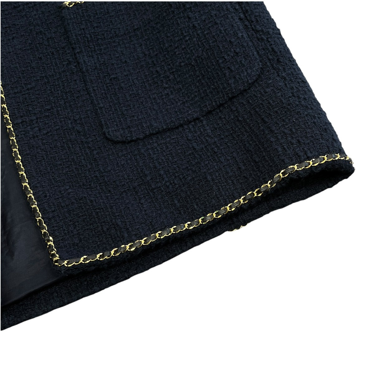 chain tweed ジャケット長袖ノーカラージャケット