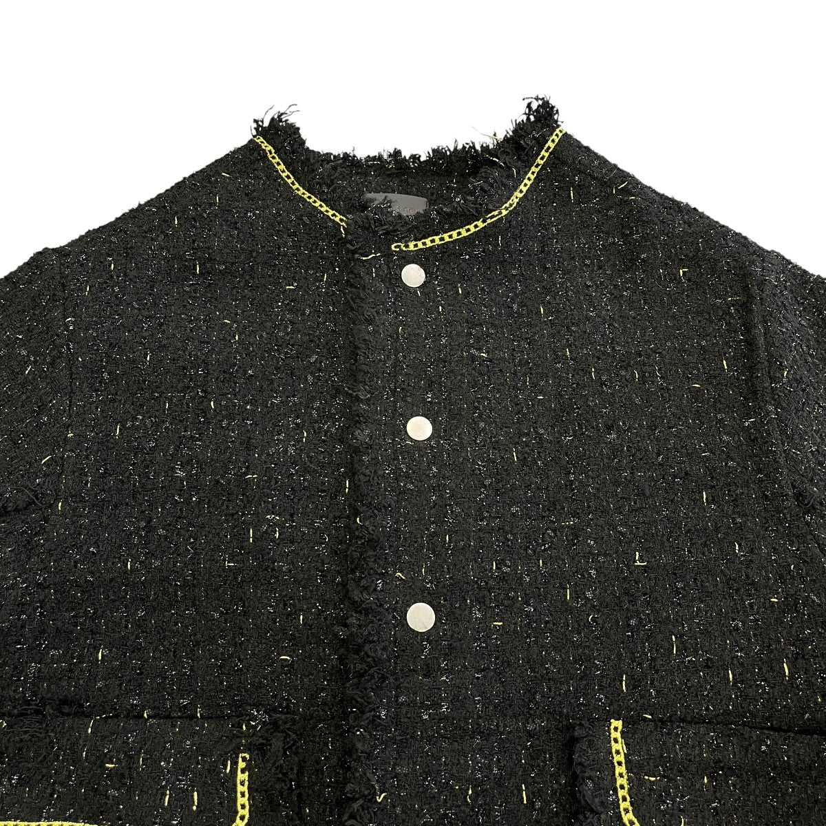 25AWCHAIN EMBROIDERY TWEED JACKET長袖ノーカラージャケット25A BSL014 DS