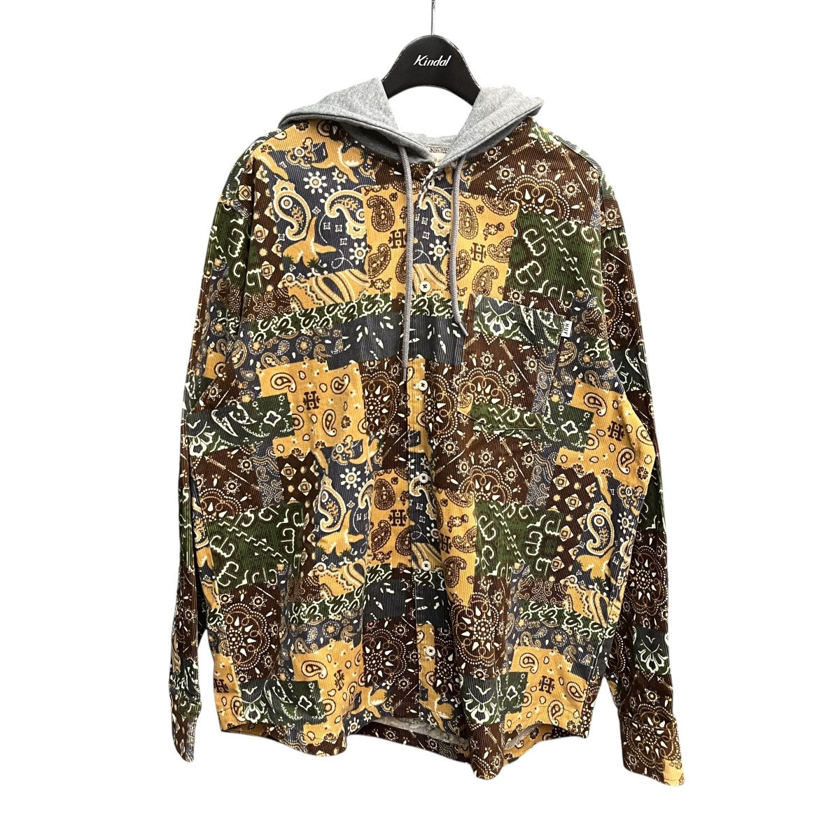 HUF PATCHWORK CORD HOODED JACKETシャツパーカーWJK0028 古着・中古-1枚目のアイテム画像