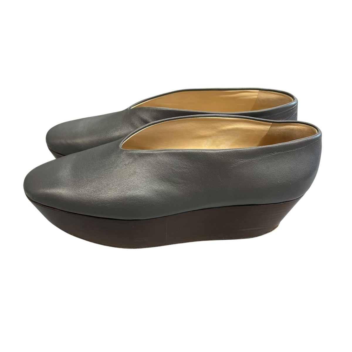 LEMAIRE Wedge Slippersレザーシューズ 古着・中古-4枚目のアイテム画像