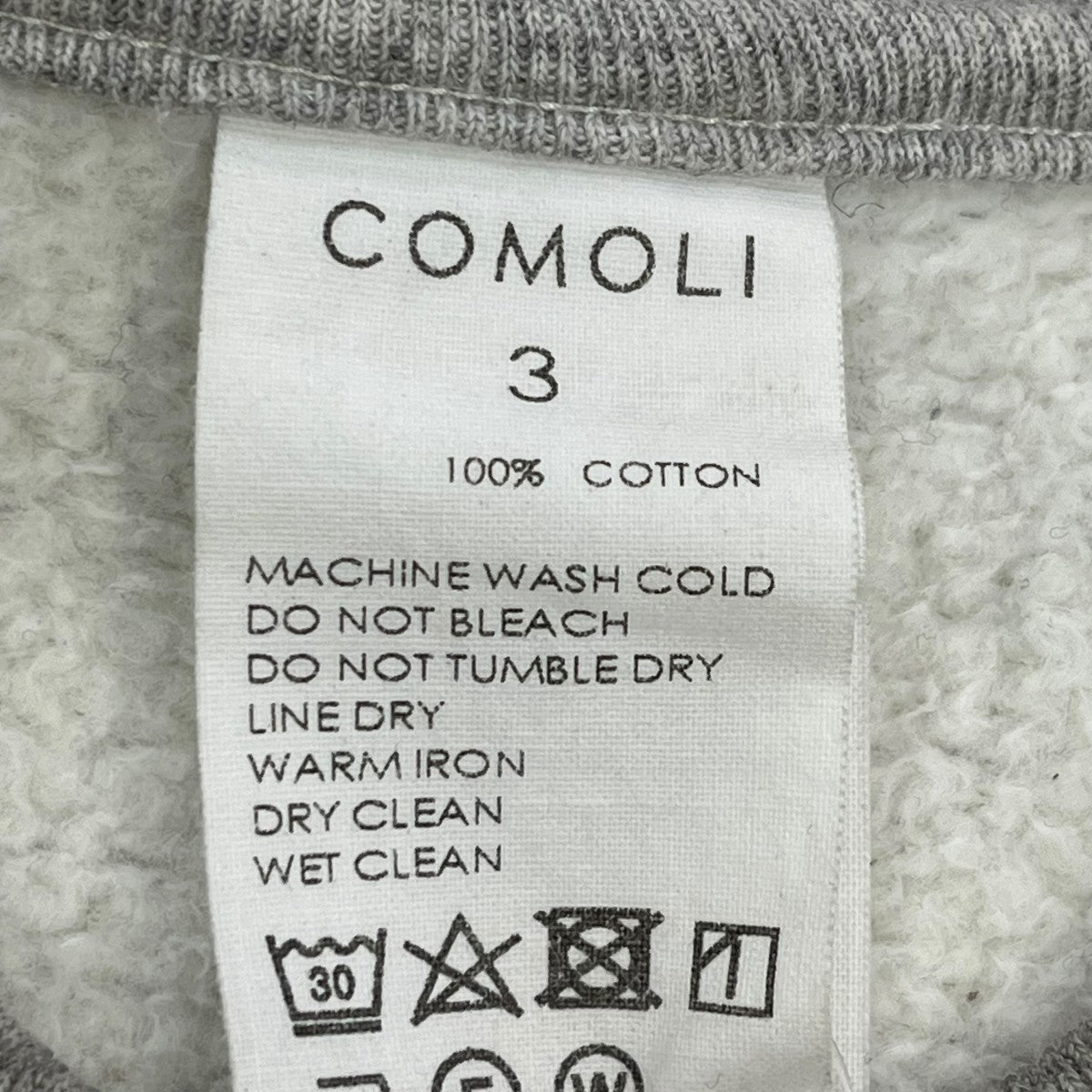 COMOLI 22SSコットン裏毛 クルーネックスウェットU03-05003 古着・中古-6枚目のアイテム画像