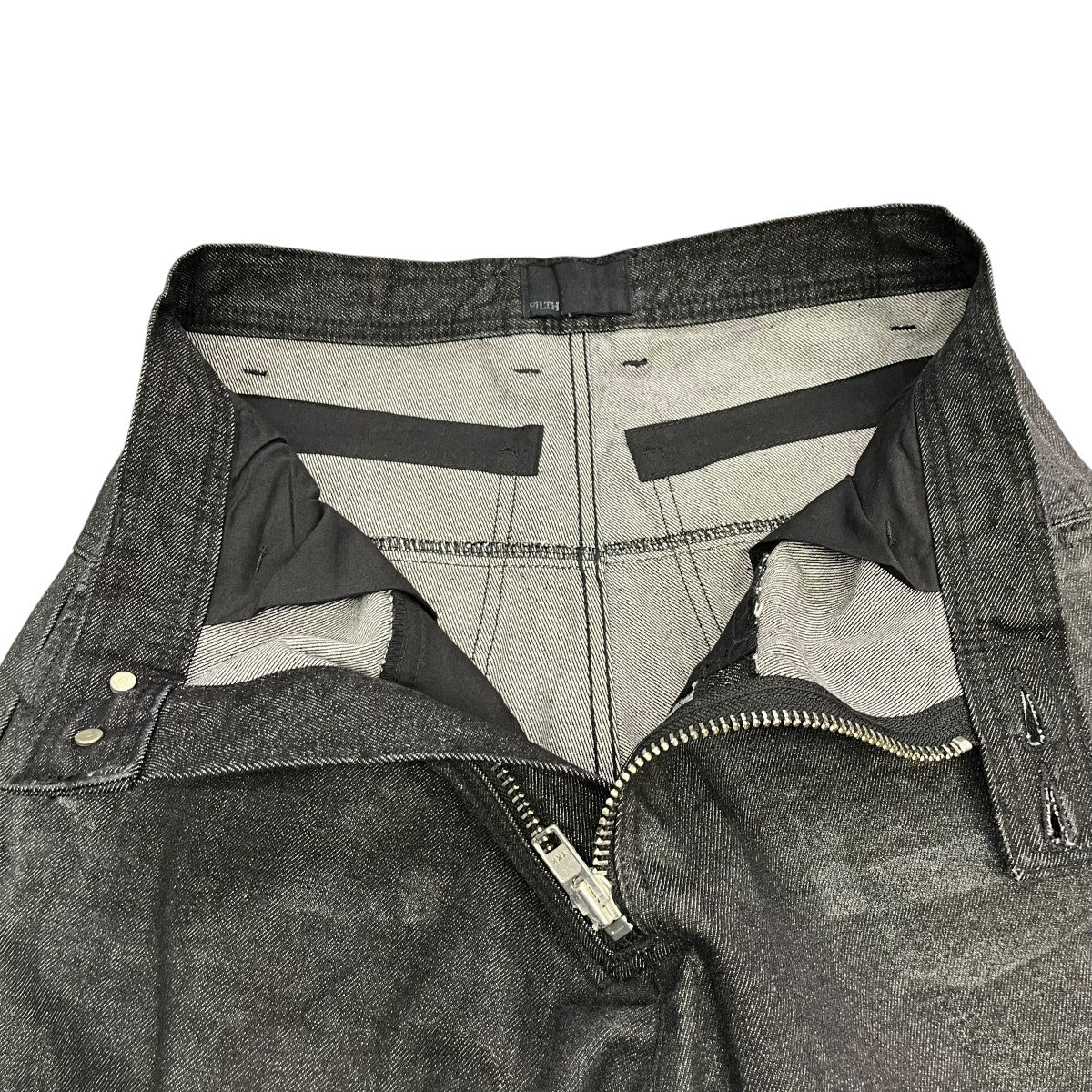 FILTH FRONT ZIP BAGGY WAXED BLKデニムパンツFL261PT01 古着・中古-3枚目のアイテム画像