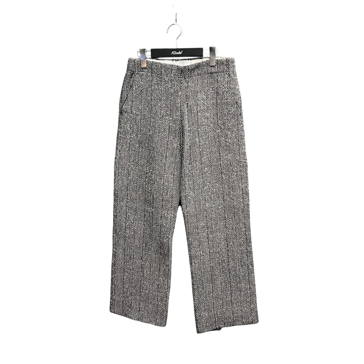 STRAIGHT LEG TROUSER WITH ELASTIC WOOL HERRINGBONEウールパンツF23P015-DWTW