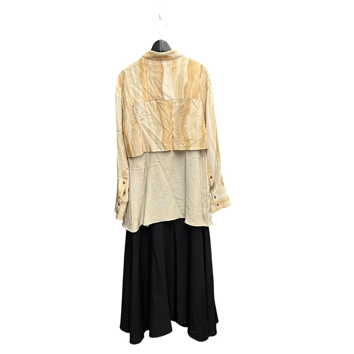 AKIRA NAKA 23AWMarble tiered dressシャツワンピースAW2330 BE 古着・中古-2枚目のアイテム画像