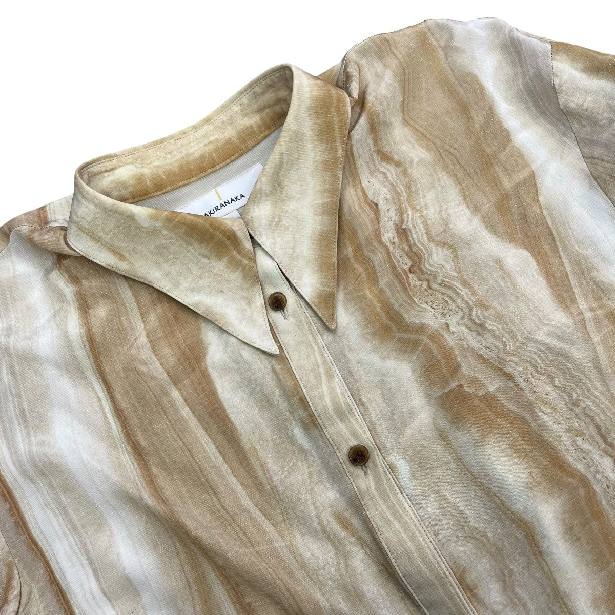 AKIRA NAKA 23AWMarble tiered dressシャツワンピースAW2330 BE 古着・中古-3枚目のアイテム画像