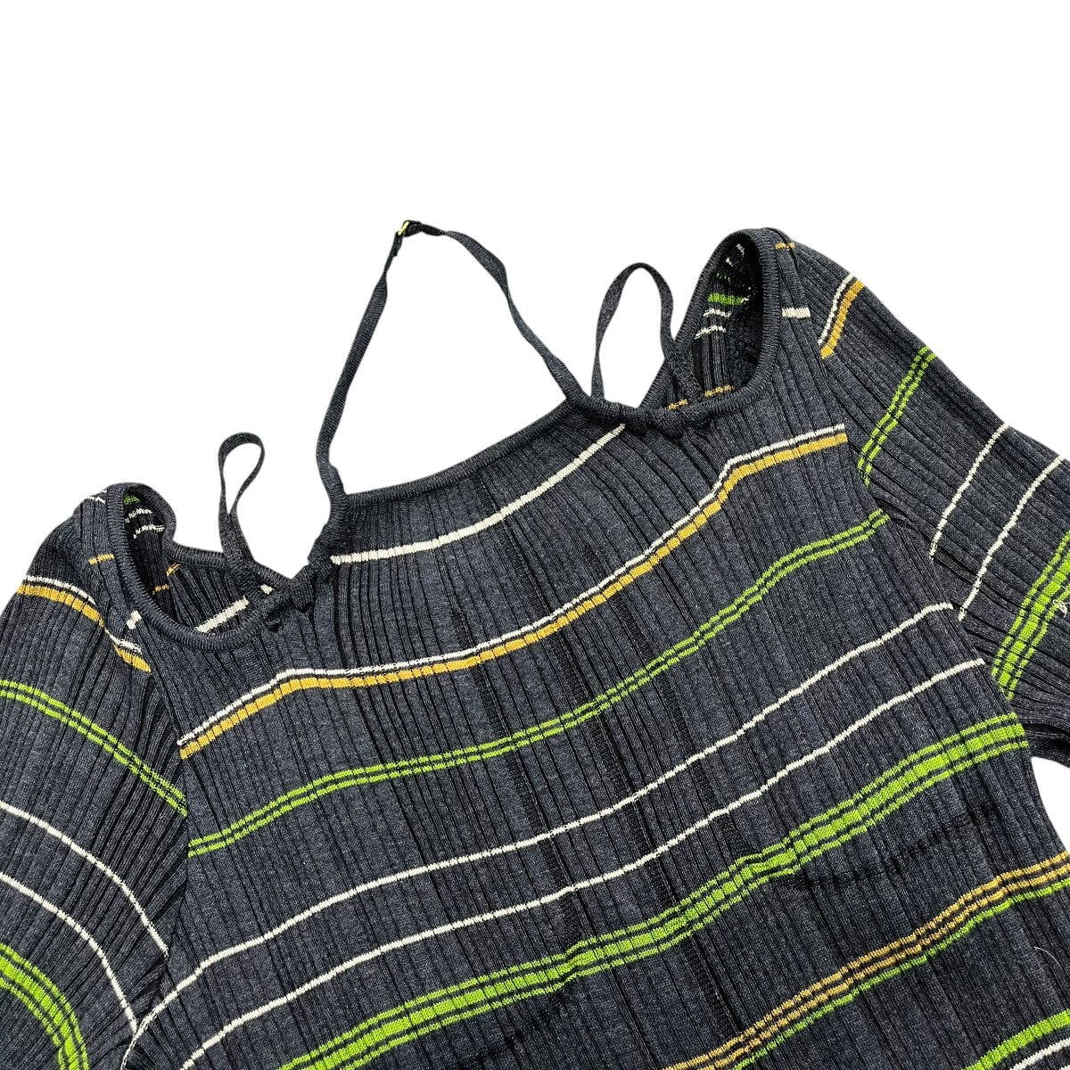 mame kurogouchi 23SSRandom Ribbed Plaid Knitted Dress With ChokeニットワンピースMM23SS KN052 古着・中古-3枚目のアイテム画像