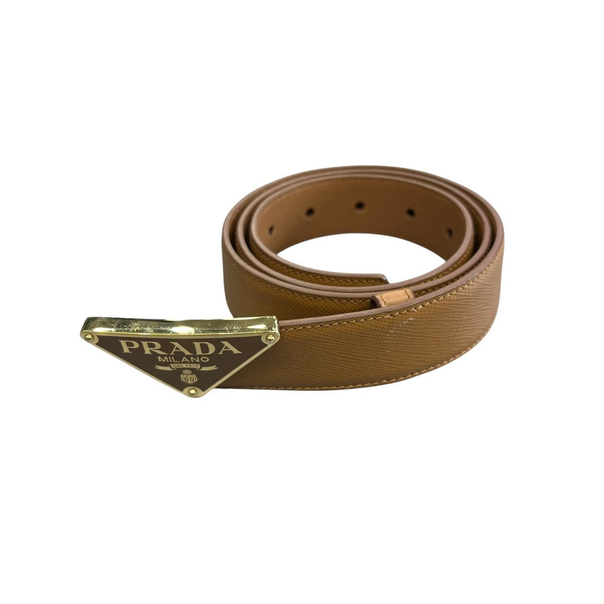 PRADA サフィアーノレザートライアングルロゴプレートベルト1CC369 古着・中古-1枚目のアイテム画像