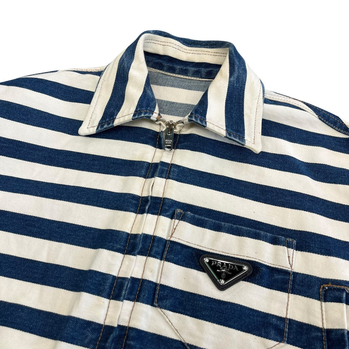 PRADA ボーダーデニムジャケットGFB288 S221 10G2 古着・中古-3枚目のアイテム画像