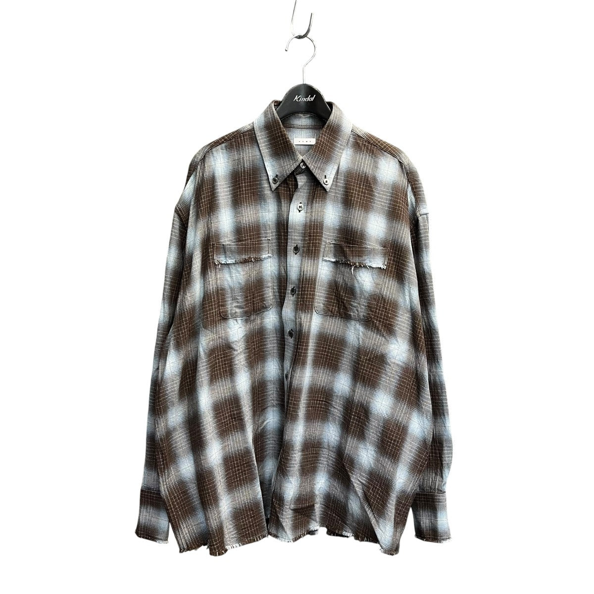 Name． 25SSCOTTON TWILL OMBRE CUT-OFF REGULAR SHIRTチェックシャツNMSH 020 古着・中古-1枚目のアイテム画像