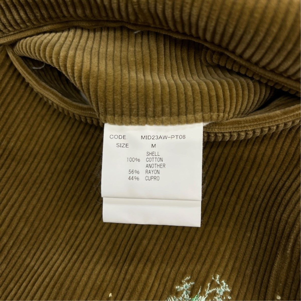 23AWCorduroy SlacksコーデュロイパンツMID23AW-PT06