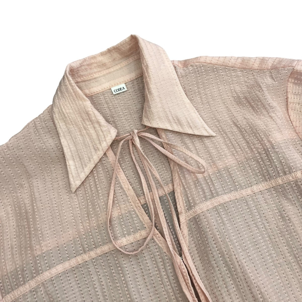 point neck ribbon shirtsロングシャツR99-85117