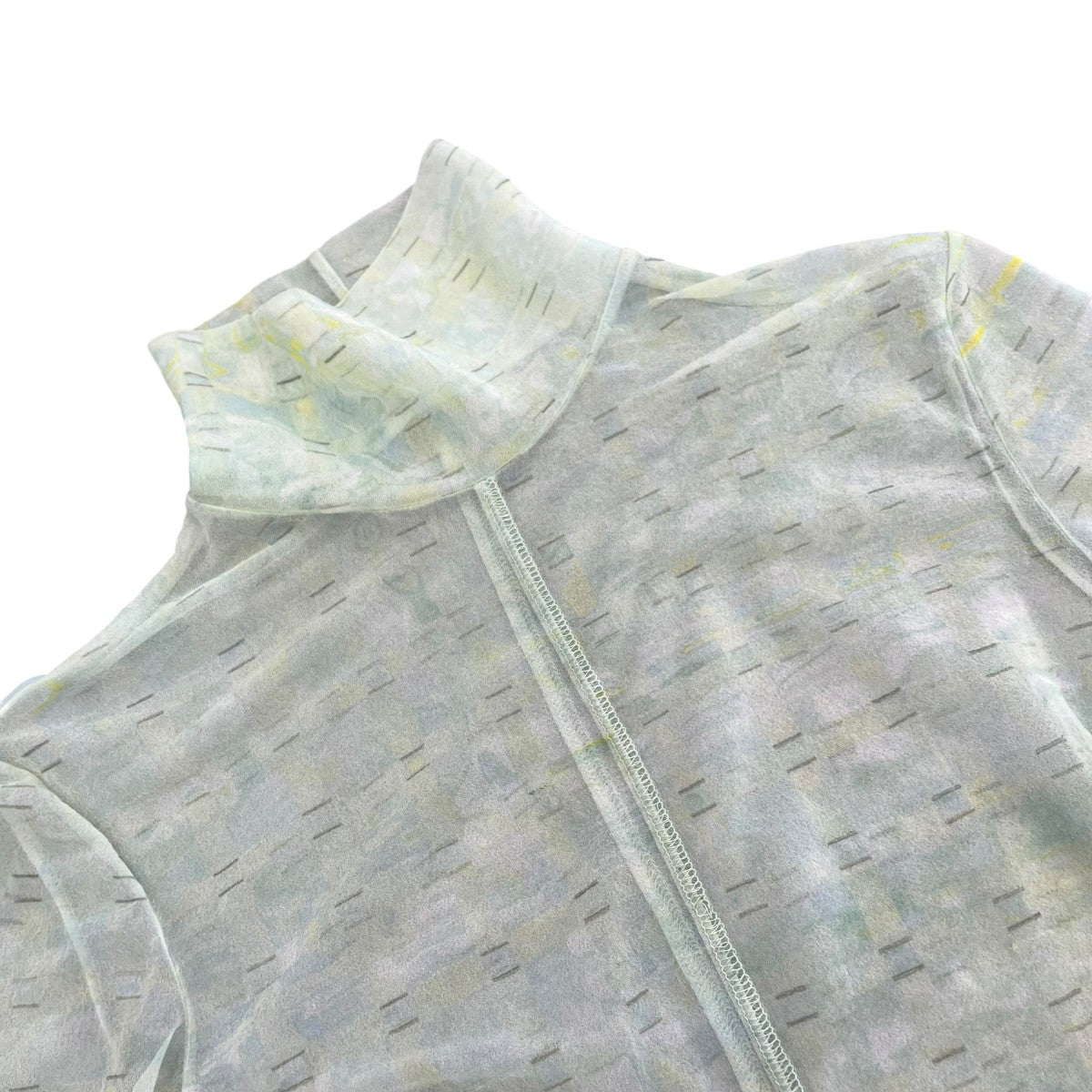 Marble Printed Plaid Sheer High Neck TopハイネックカットソーMM23SS-JS020