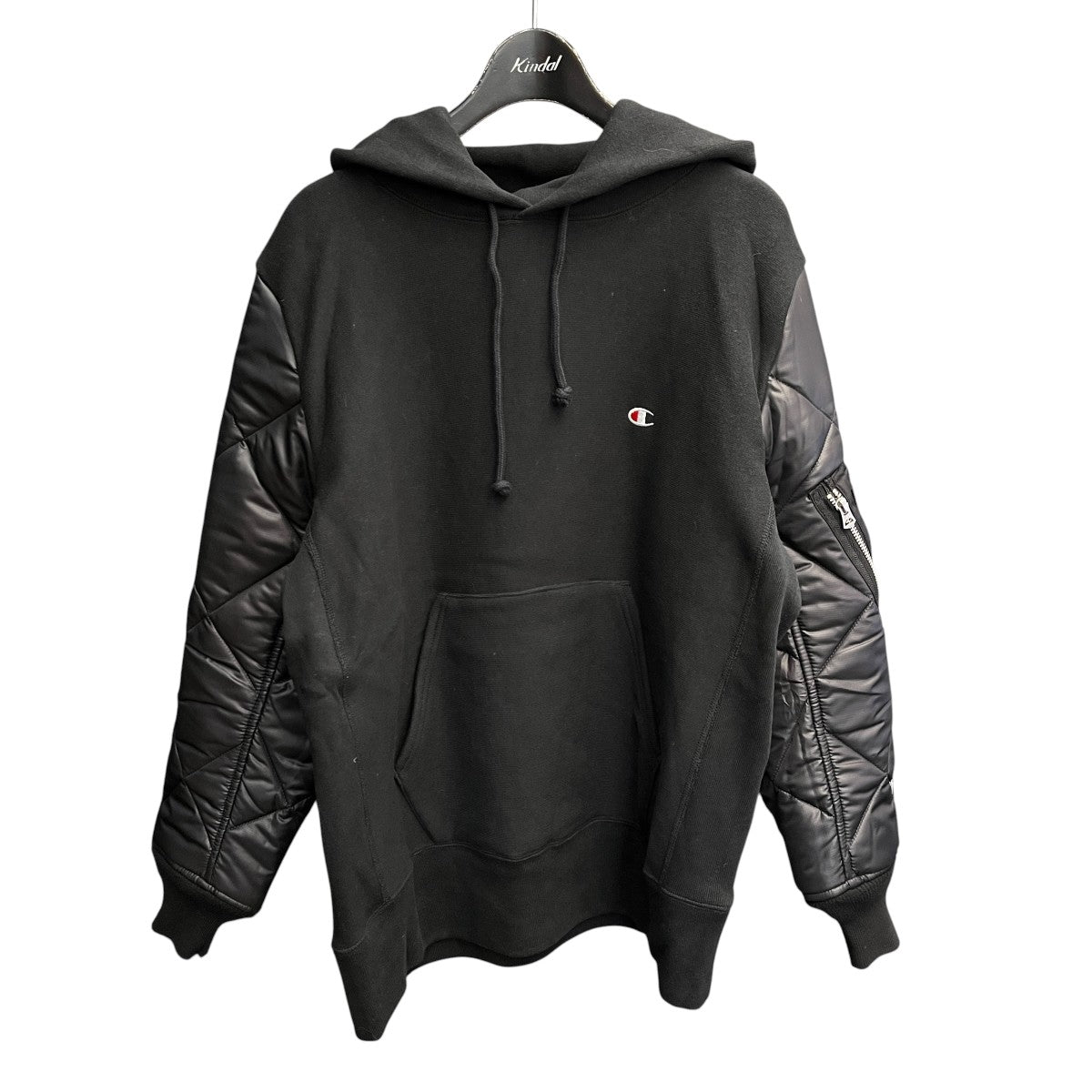 JUNYA WATANABE MAN×Champion 23AWChampionスウェットカスタマイズ×エステルリップストップキルティングWL-T905 古着・中古-1枚目のアイテム画像