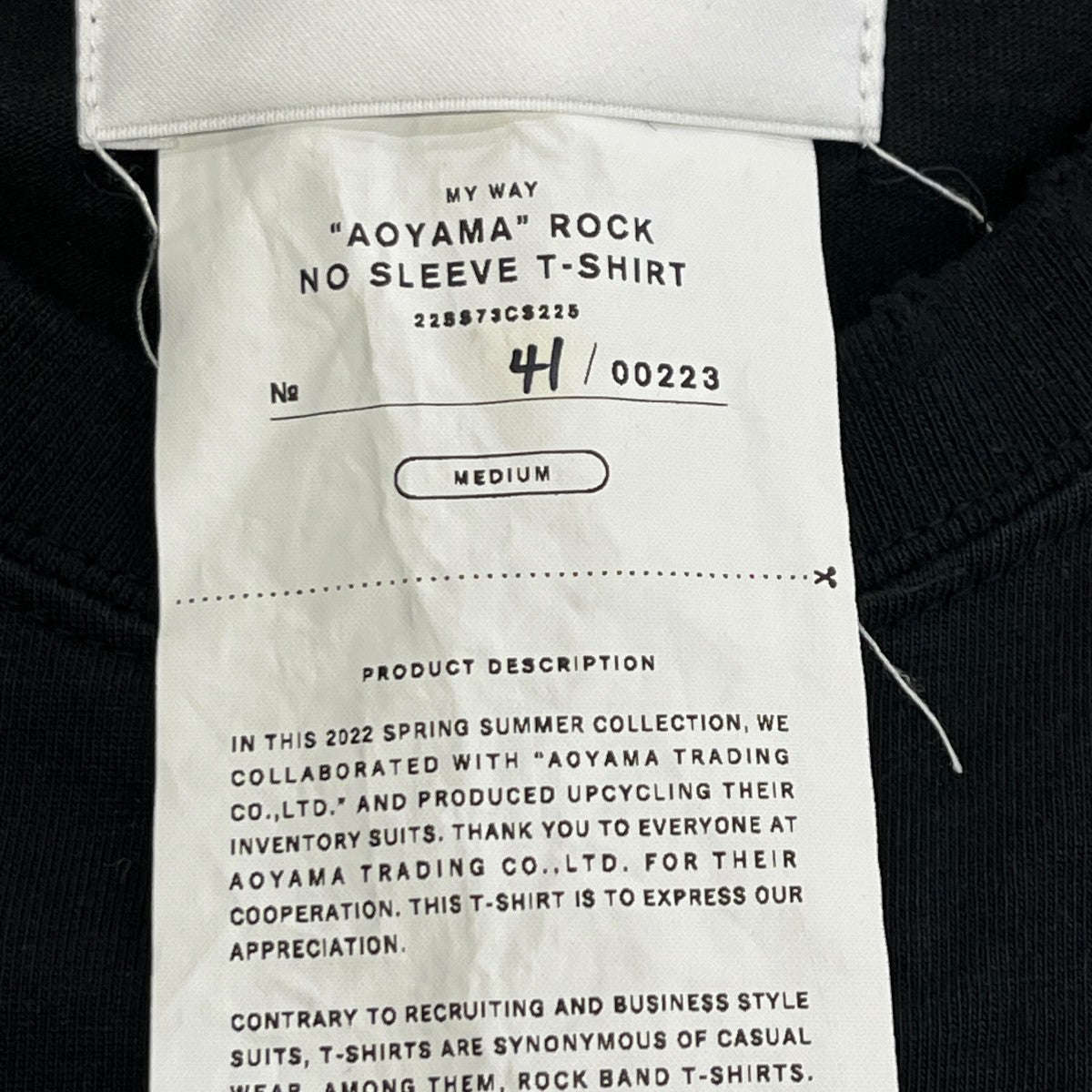 22SSAOYAMA ROCK NO SLEEVE T-SHIRTノースリーブTシャツ22SS73CS225