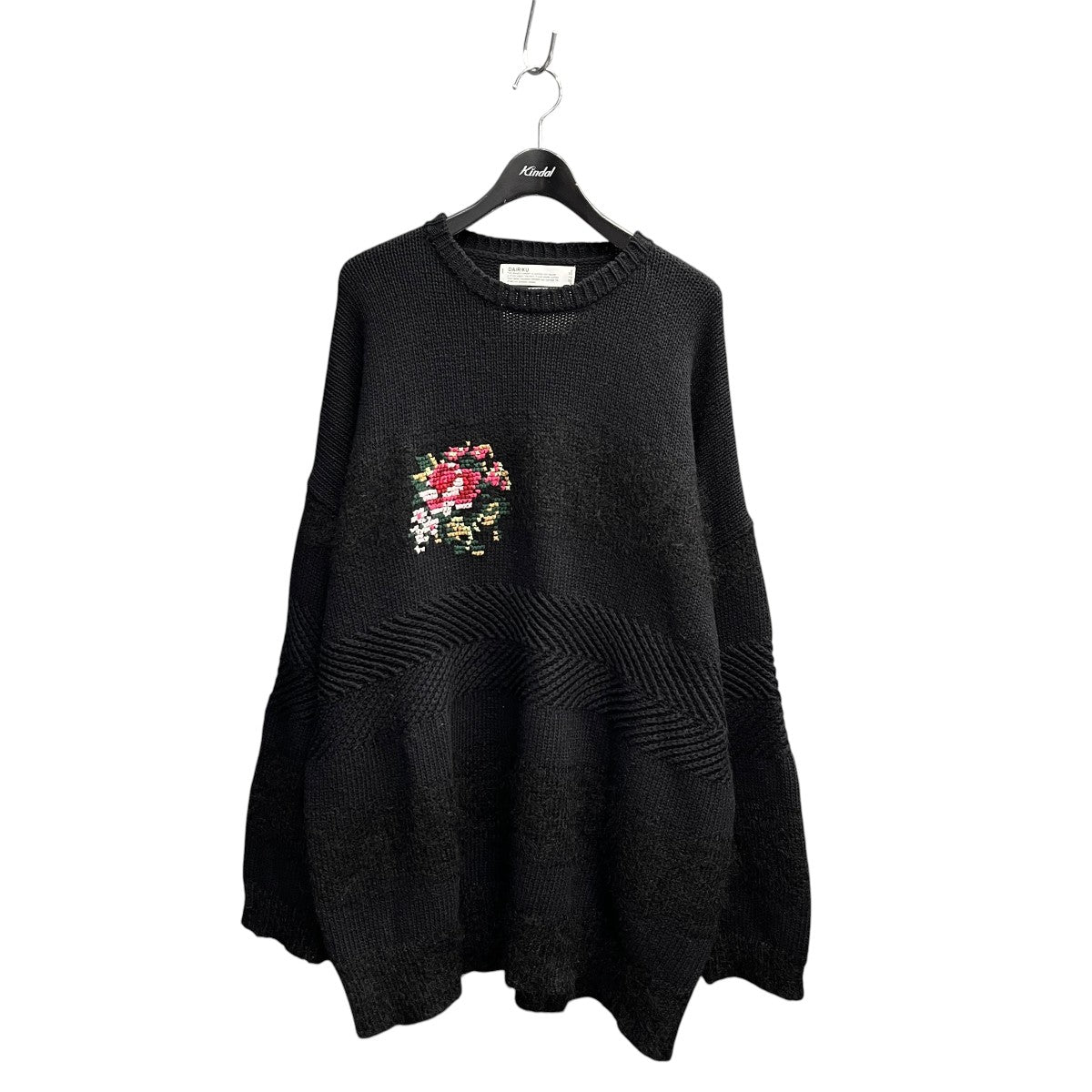 21AWFlower Cross Embroidery Border Knit長袖ニット21AW K-1