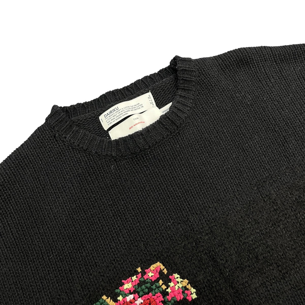 21AWFlower Cross Embroidery Border Knit長袖ニット21AW K-1