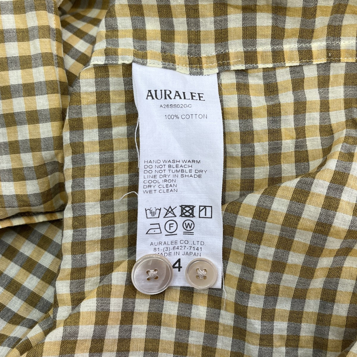 AURALEE 26SSAIRY LIGHT COTTON CHECK HALF SLEEVED SHIRT半袖チェックシャツA26SS02GC 古着・中古-6枚目のアイテム画像