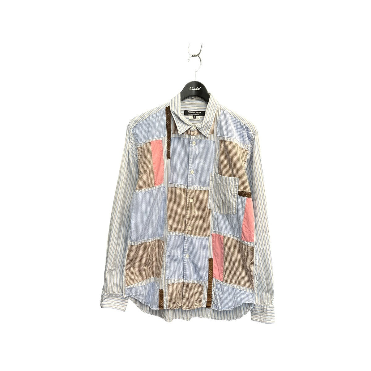COMME des GARCONS HOMME DEUX 16AWパッチワークストライプシャツDR-B025 古着・中古-1枚目のアイテム画像