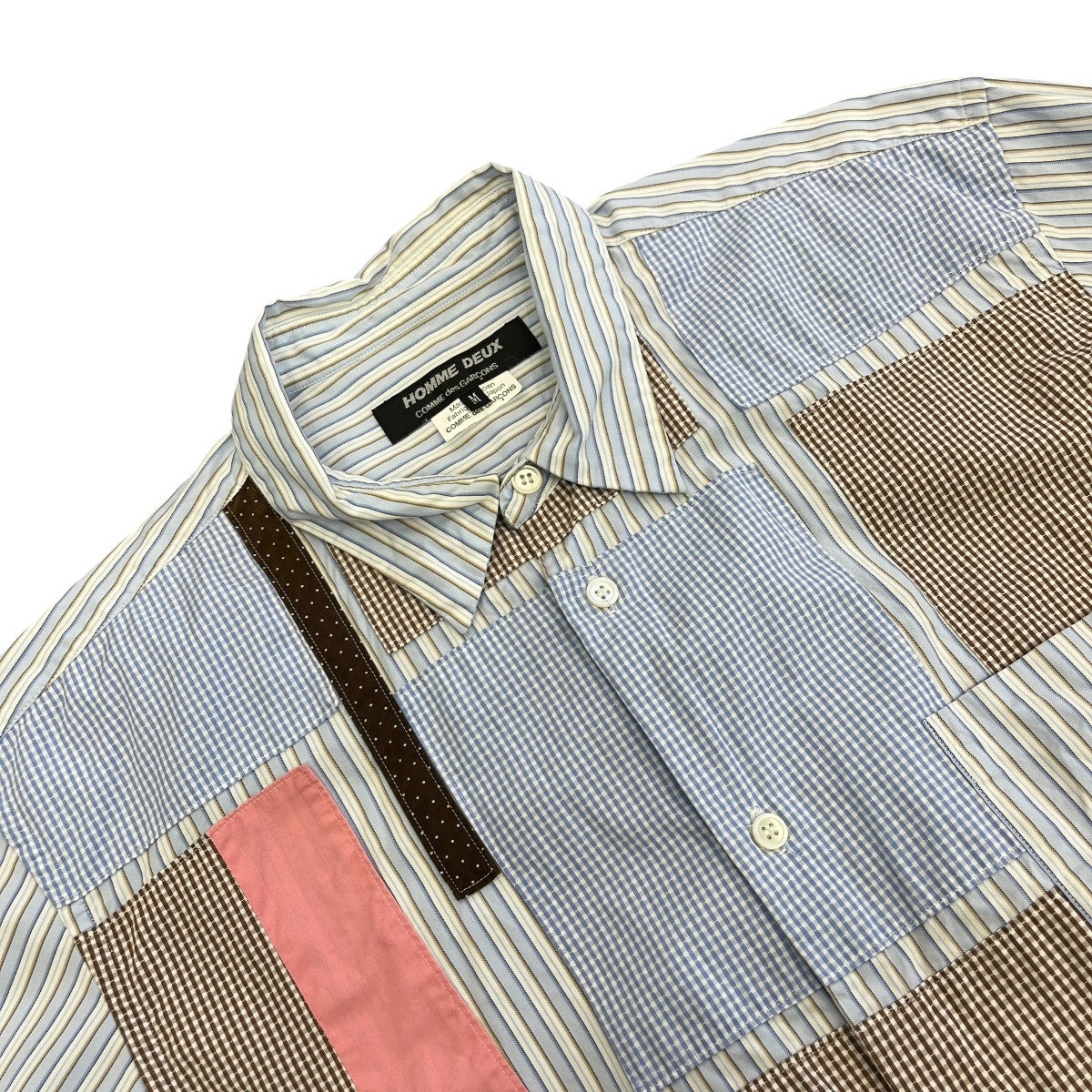 COMME des GARCONS HOMME DEUX 16AWパッチワークストライプシャツDR-B025 古着・中古-3枚目のアイテム画像