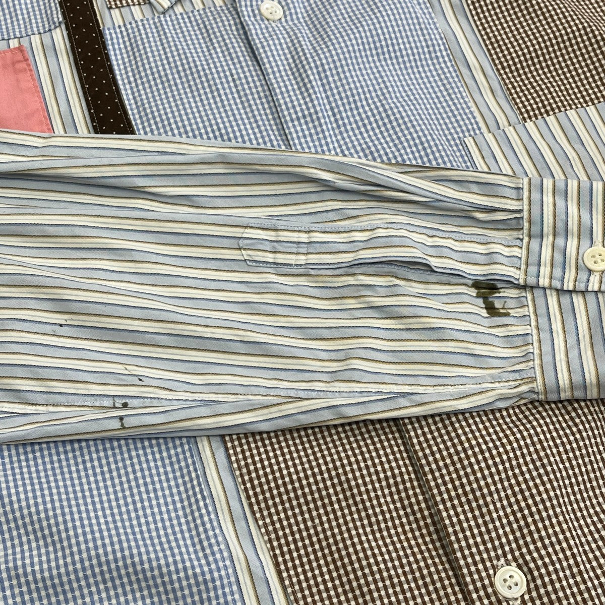 COMME des GARCONS HOMME DEUX 16AWパッチワークストライプシャツDR-B025 古着・中古-8枚目のアイテム画像