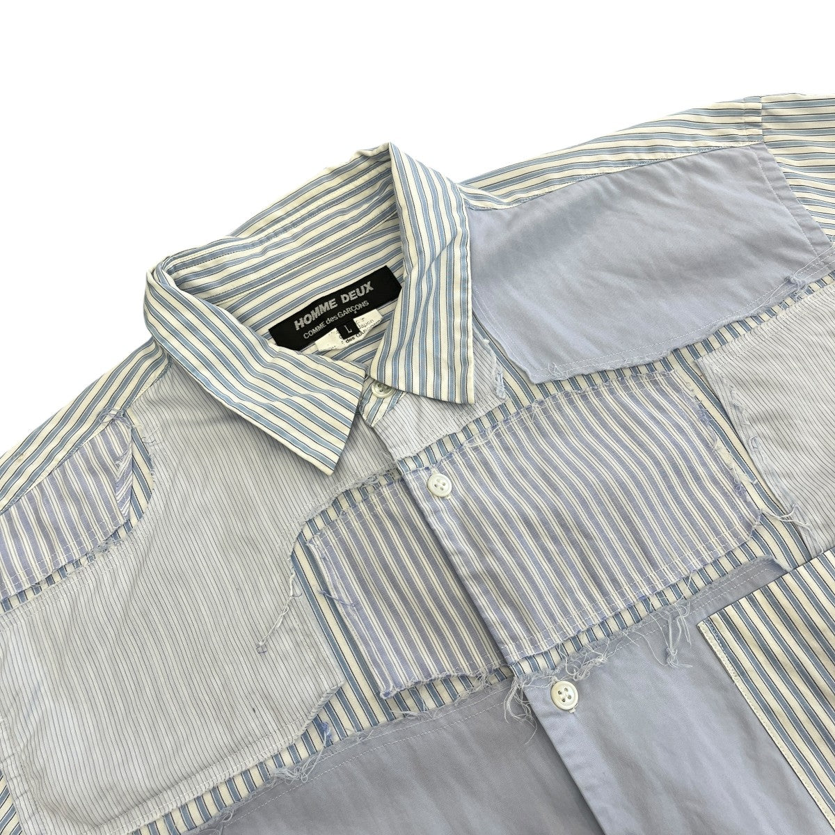 COMME des GARCONS HOMME DEUX 19SSパッチワークストライプシャツDC-B035 古着・中古-3枚目のアイテム画像