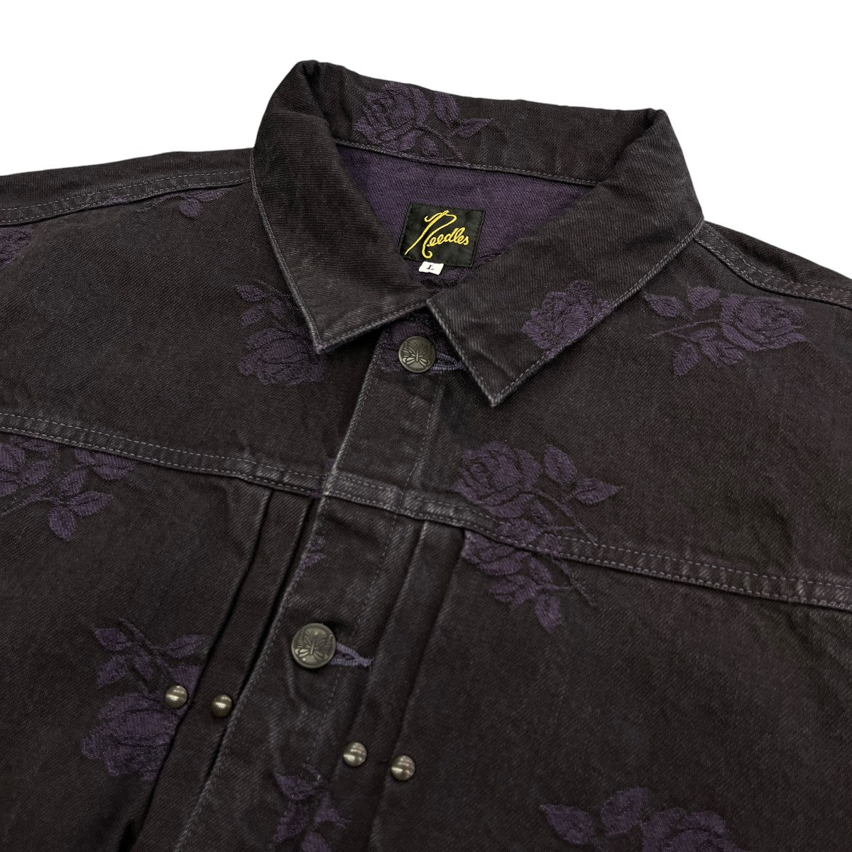 Needles M．W． Jean Jacket 13oz Denim Rose Jq．フラワーパターンデニムジャケットPU196 古着・中古-3枚目のアイテム画像