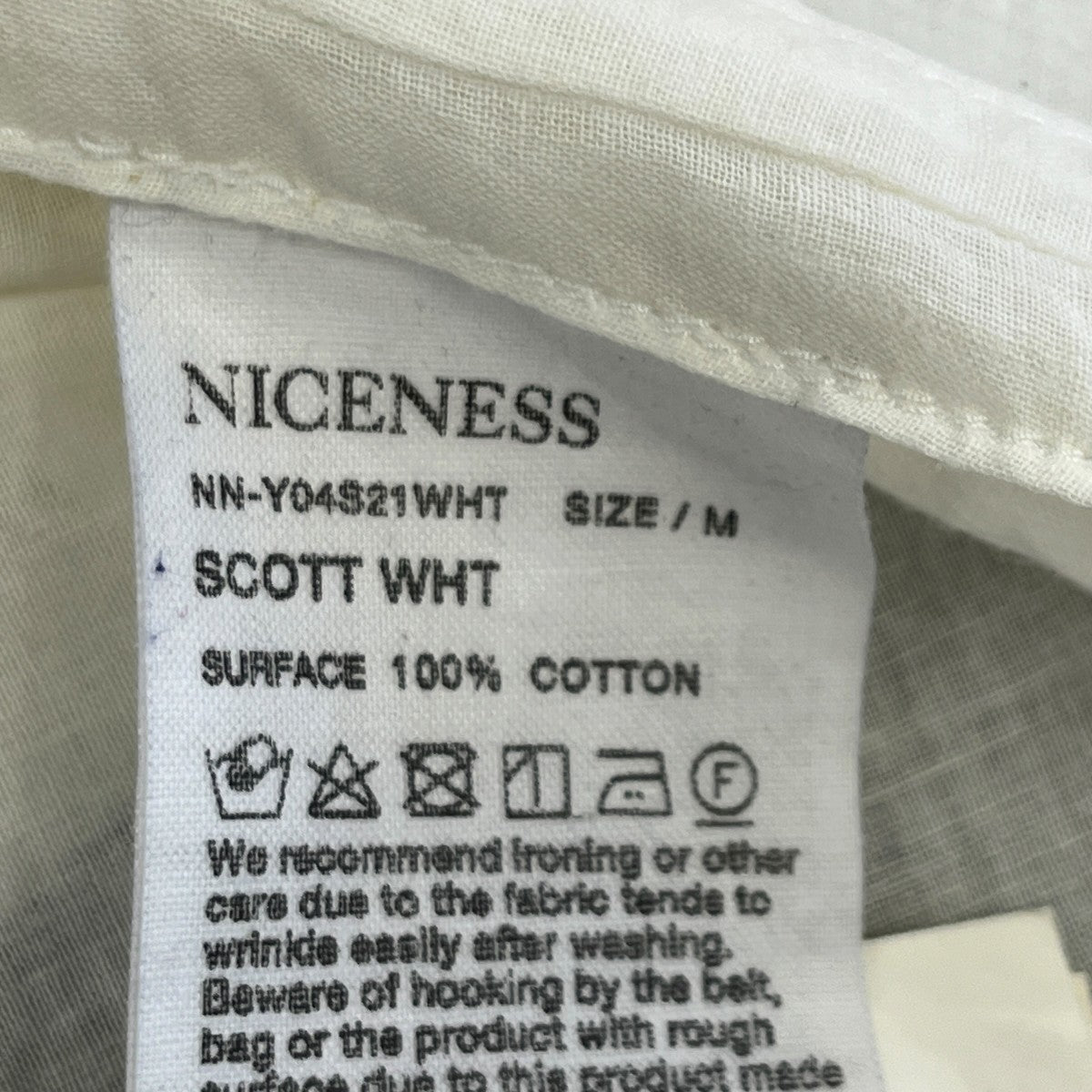 SCOTT半袖シャツNN-Y04S21WHT