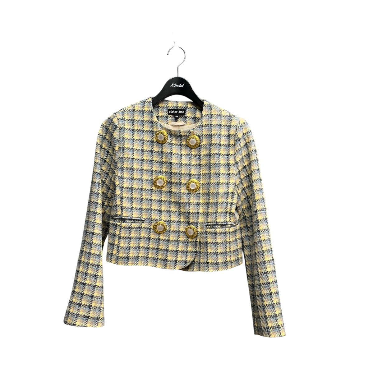 si Nook Check Double Breasted Jacketノーカラージャケット32SJ02JK325MUL