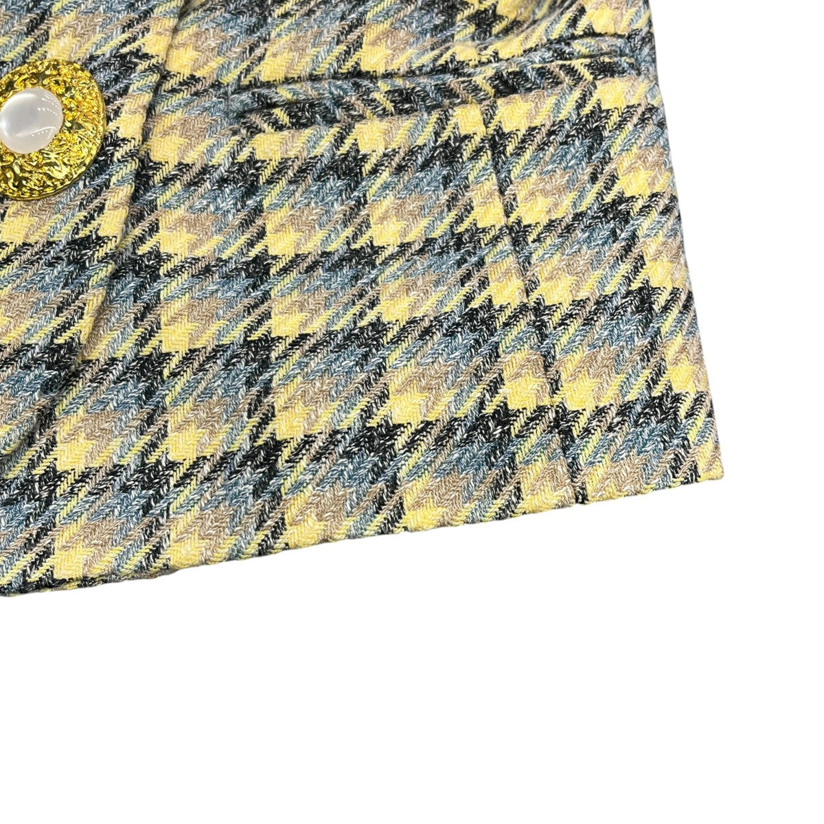 si Nook Check Double Breasted Jacketノーカラージャケット32SJ02JK325MUL
